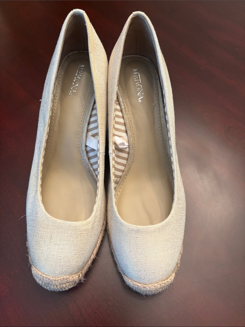 Merona Neutral Canvas Espadrille Wedge Flats